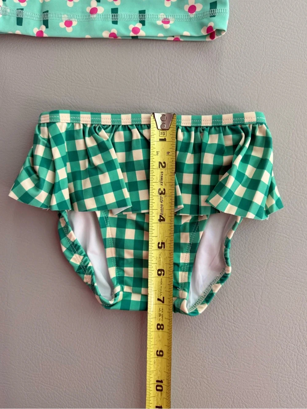 Hanna Andersson Rashguard & Skirted Bikini Bottoms Flowers on Green 18-24M NEW